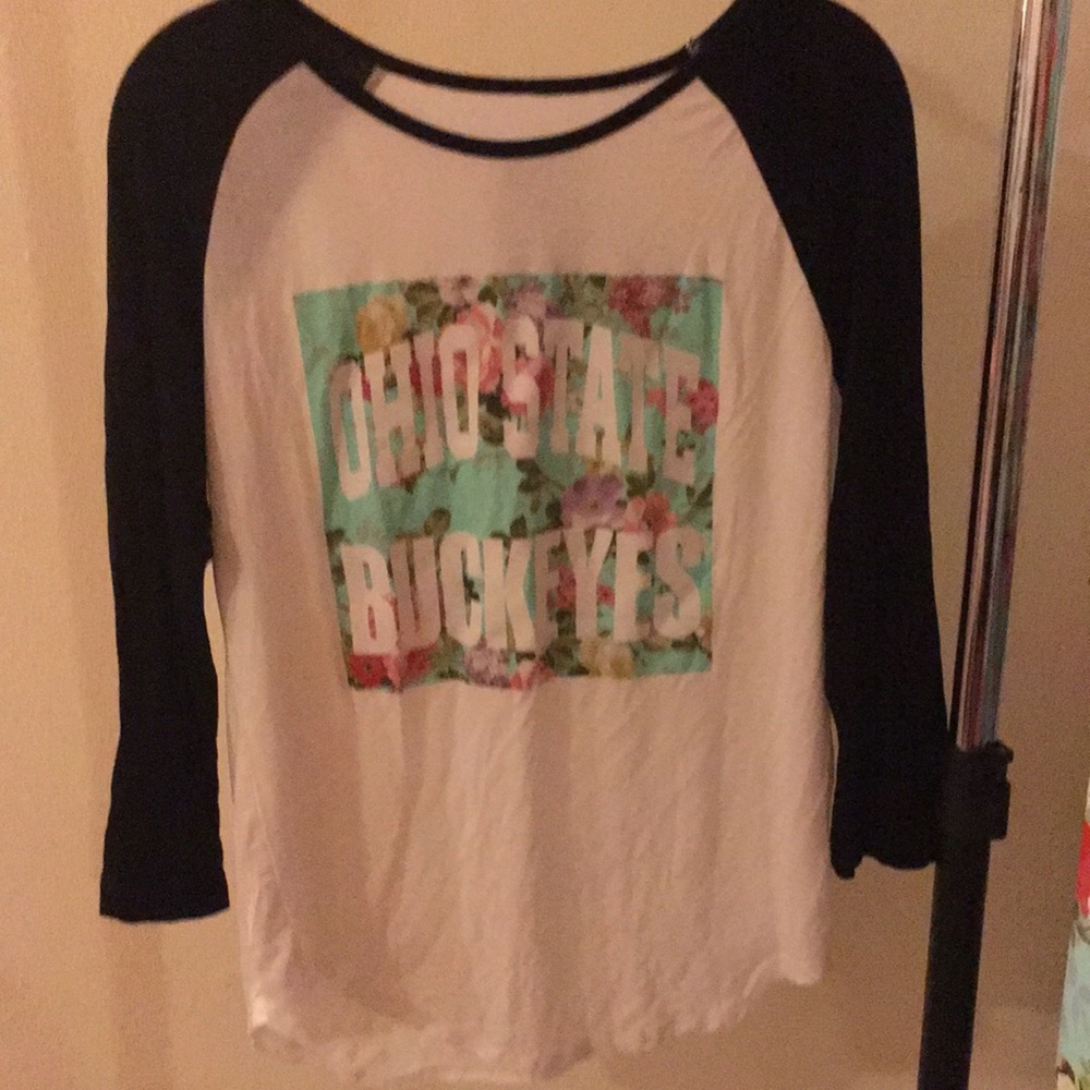 Women's Ohio State University Floral Baseball Tee